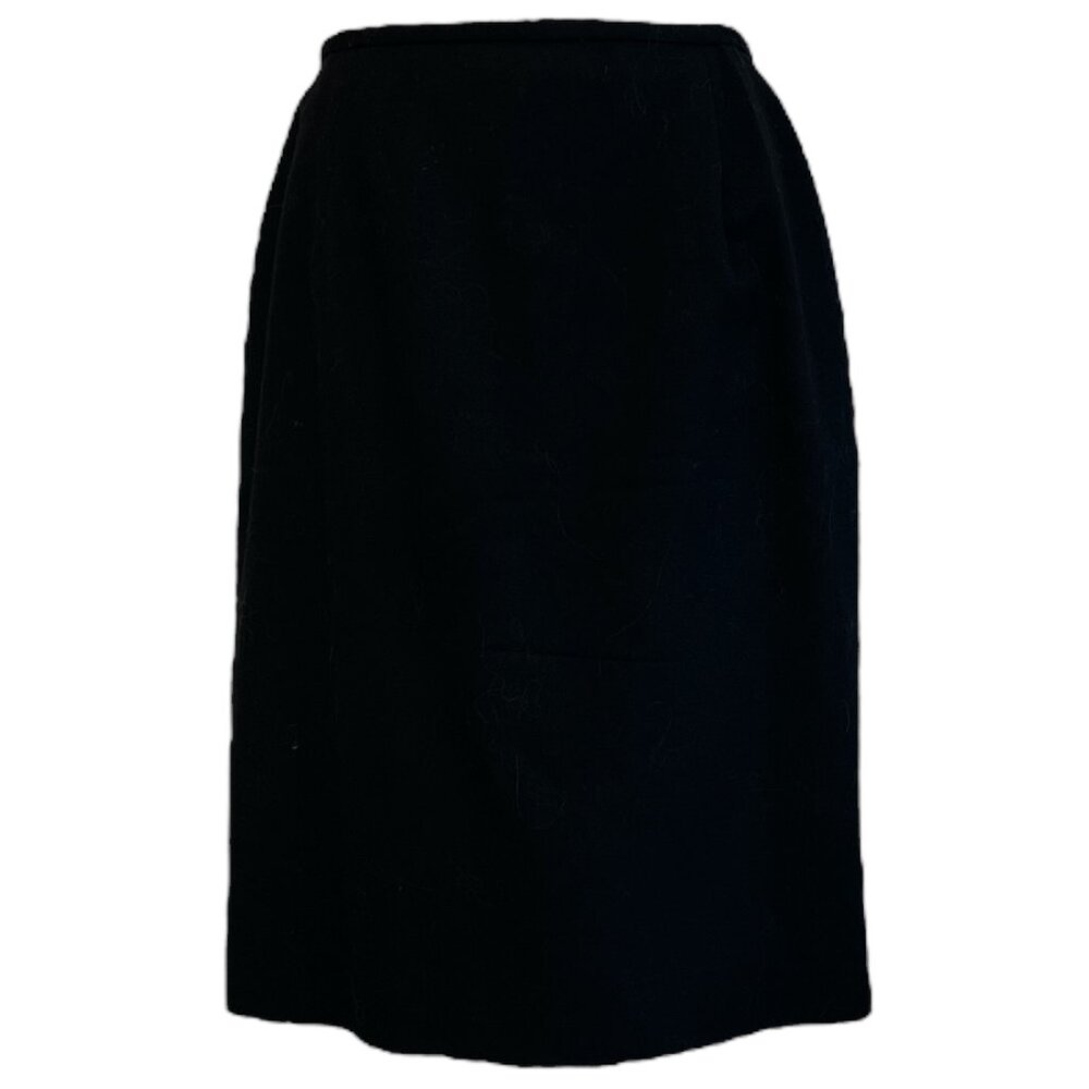 Picone  Black Wool Fully Lined Skirt with Zipper Closure and Back Seam Slit